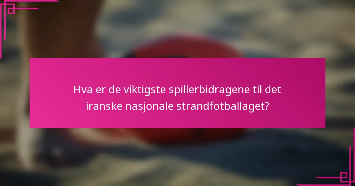 Hva er de viktigste spillerbidragene til det iranske nasjonale strandfotballaget?